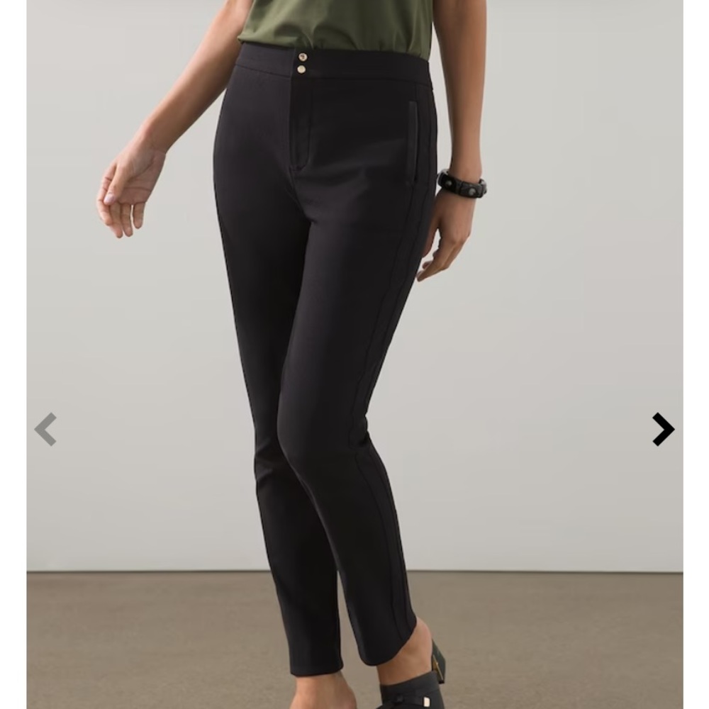Chico’s Superior Stretch Textured Ankle Pants, Black, Chicos Sz2=Sz12